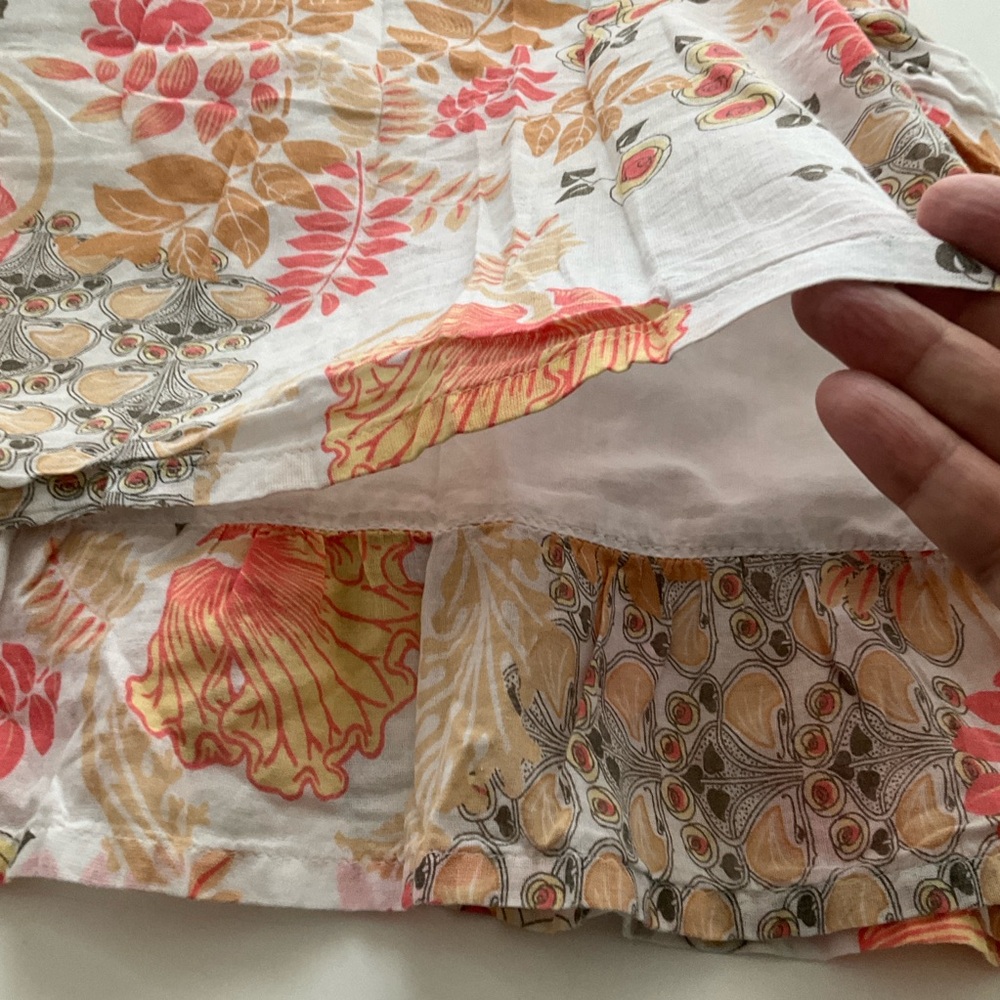 Zara 7-8 Floral Crochet Yoke Dress - Cream and Peach Layered Look Summer Dress - Picture 7 of 10